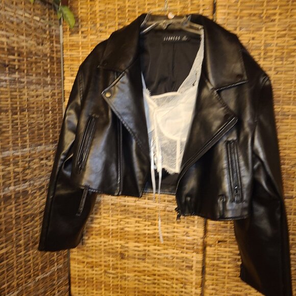 Boho Rock Moto Boho White Sheer Lace Crop Top Corset Underwire Boning SZ L Laced - Picture 6 of 6